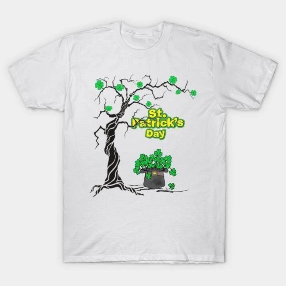 St Patricks Day Shamrock Tree And Leprechaun Hat Tshirt
